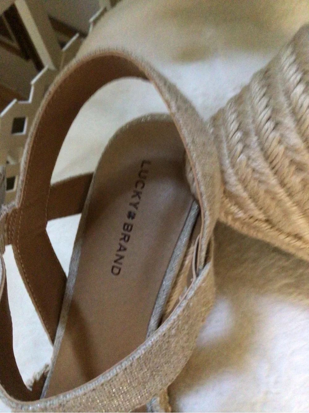 Lucky Brand Natural Beige Espadrille Wedge Sandals NWT